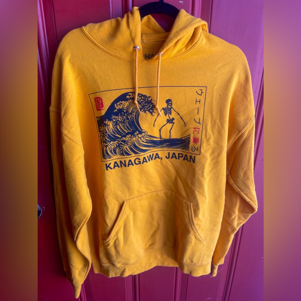 Sick Kanagawa Japan Skeleton Surfer Hoodie Sweatshirt Bowery Supply Co L